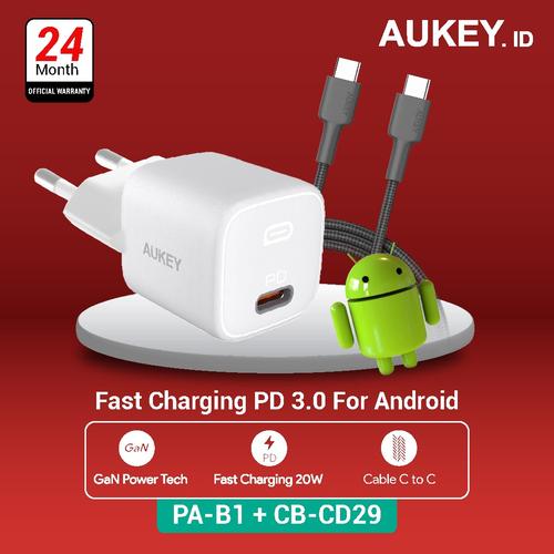 Foto Produk Charger Aukey PA-B1 + Aukey Cable CB-CD29 dari AUKEY