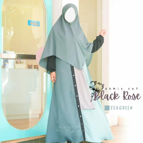 Foto Produk Black Rose by Shazfa - Seagreen, L dari gamis syari murah