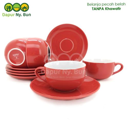 Foto Produk 6 pasang Cangkir Set Two Tone / 2 Warna - Cangkir Kopi - Teh - Merah dari Dapur Ny.Bun