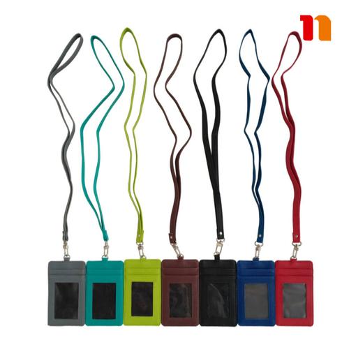 Foto Produk Name Tag / Tali ID Card Holder / Gantungan ID Card Kulit Sintetis - Merah dari NEMONLINESTORE