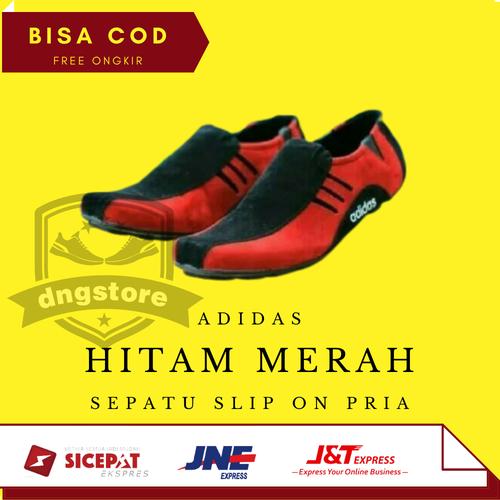 Foto Produk Sepatu Formal Pria Casual Santai Adidas Neymar Moccasin Slip On Murah - Hitam Merah, 39 dari D&G Store