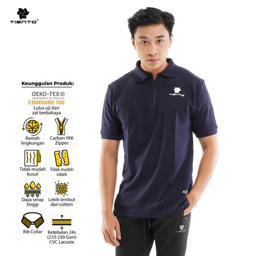 Foto Produk Tiento Polo Shirt True Basic HDC Navy Baju Kaos Kerah Lengan pendek - S dari TIENTO