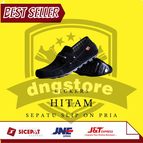 Foto Produk sepatu casual slop pria kickers papara moccasin slip on suede - Hitam, 38 dari D&G Store