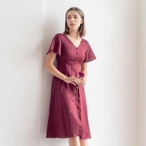 Foto Produk Chocochips - Sharon Dress Maroon - Merah, S dari Chocochips Official Shop