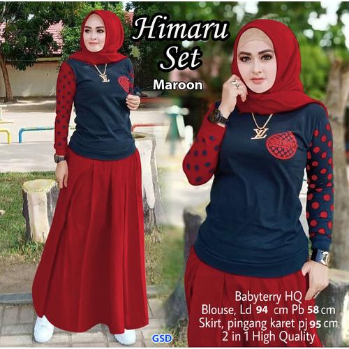Foto Produk Himaru Set /Setelan Rok Baju Muslim Wanita - Merah dari www.grosirdress.com