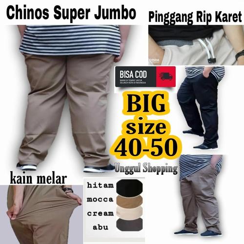 Foto Produk CELANA PANJANG PRIA JUMBO BIG SIZE CHINO PINGGANG RIP SIZE 40 50 - 44, Abu-abu dari unggul_shopping