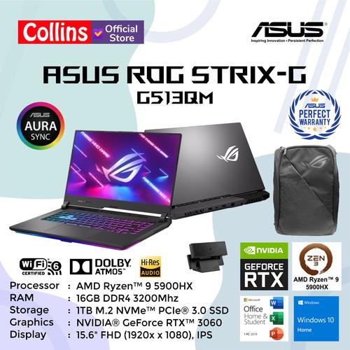 Gambar ASUS ROG STRIX-G G513QM RYZEN 9-5900HX 16GB 1TB RTX3060 300Hz W10 OHS dari Collins Official Jakarta Pusat Tokopedia