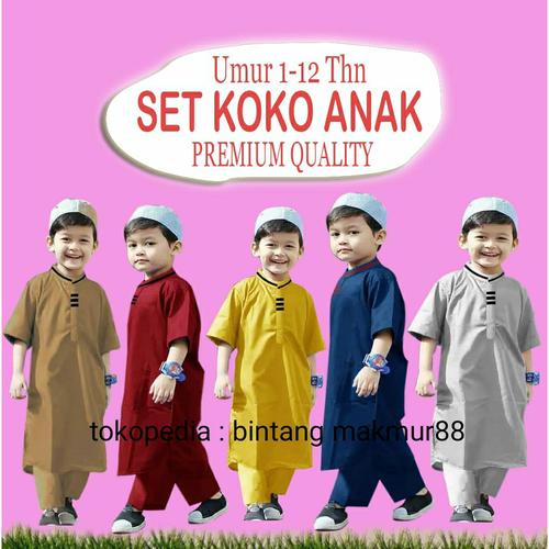 Foto Produk koko anak laki 1 - 12 tahun / stelan baju muslim anak laki - XS, Putih dari bintang makmur88