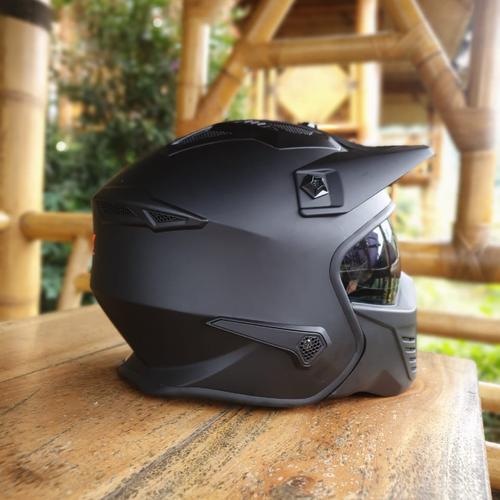 Foto Produk HELM FULL FACE - HALF FACE JPX MX 726 R - full black doff dari NOB helmet