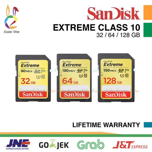 Jual SANDISK MEMORY SD SDHC SDXC CARD EXTREME 32GB 64GB 128GB SPEED