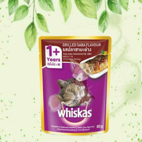 Jual WHISKAS pouch GRILLED SABA adult 1+ 85GR makanan kucing basah