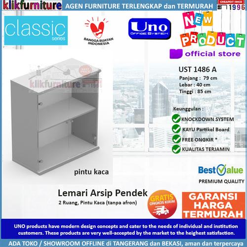 Foto Produk UST 1486A UNO Lemari Arsip Pendek Kaca Bagian Atas dari klikfurniture