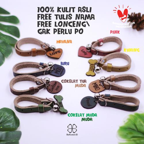 Foto Produk Kalung Kucing Kulit Asli Custom Nama Model C - Single Nametag dari Beawear.id