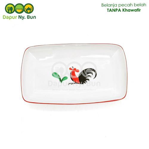 Foto Produk Piring Saji Segi - Motif Ayam Jago Seri 2 dari Dapur Ny.Bun