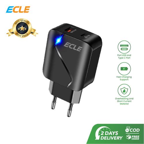 Foto Produk ECLE Adaptor Kepala Charger Fast Charger Type C 18W PD QC 3.0 5A dari ECLE Official Store