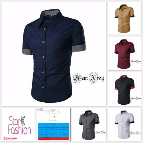 Gambar ✅StarFashion Kem Royken l Kemeja Lengan Pendek Pria Casual Slim fit - XS, Navy dari Star Fashion_ Jakarta Pusat Tokopedia