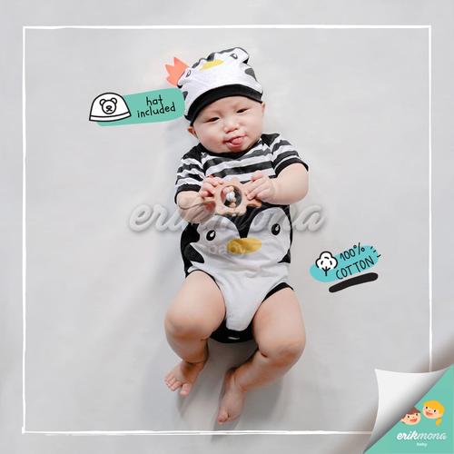 Foto Produk baju jumper bayi karakter penguin hitam lucu - S dari ermon baby and kids