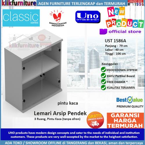 Foto Produk UST 1586A UNO Lemari Arsip Pendek Kaca Bagian Atas dari klikfurniture