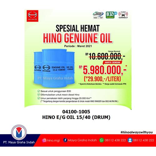 Foto Produk HINO E/G OIL 15/40 (DRUM) / 04100-1005 dari mayagrahaindahofficial