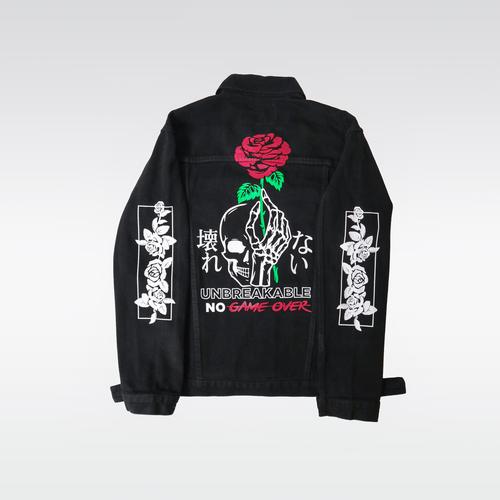 Foto Produk PAPAGO - JAKET JEANS - JAKET DENIM PRIA - SKULL FLOWERS - M dari Papago ID