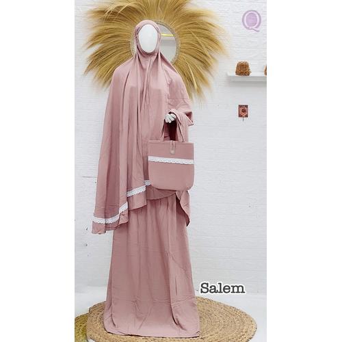Foto Produk MUKENA POLOS PRAYON SUPERIOR RENDA RAJUT JEPANG SUPER JUMBO - SHIREEN - salem dari Qallila Moslem Id