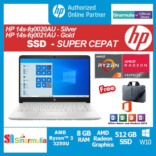 Foto Produk Laptop HP 14s-fq0020AU/fq0021AU Ryzen 3 3250U 512GB SSD 8GB Win10+OHS - Silver dari Sinarmulia Sukses Makmur