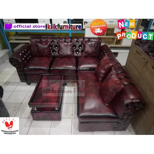 Foto Produk Sofa L Wash Maroon Milan dari klikfurniture