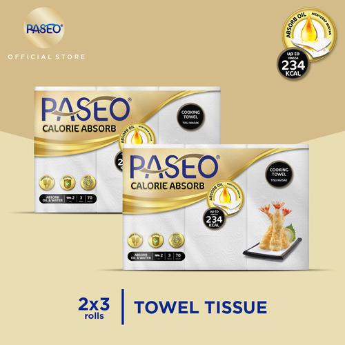 Foto Produk Paseo Calorie Absorbs Cooking Towel Roll White Emboss 70's 3 Roll x 2 dari Paseo Tissue Official