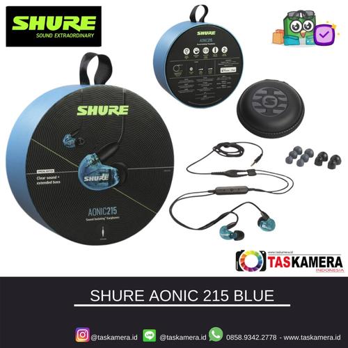 Foto Produk SHURE SE215 SPE Blue Sound Isolating Earphones - Earphone SHURE - Mic dari taskamera-id