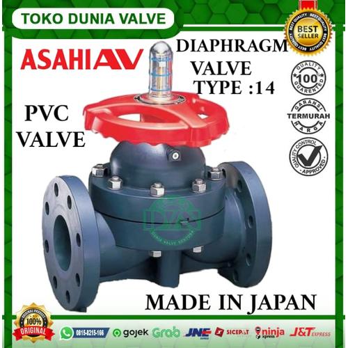 Jual ASAHI DIAPHRAGM VALVE PVC/EPDM SIZE 3" TYPE 14 FLG TO JIS 10KANSI