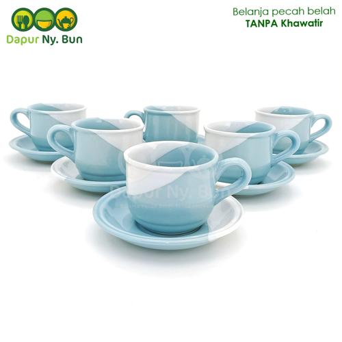 Foto Produk 6 Pasang Cangkir Set Nikura TWO TONE / 6 Cangkir & 6 Saucer dari Dapur Ny.Bun