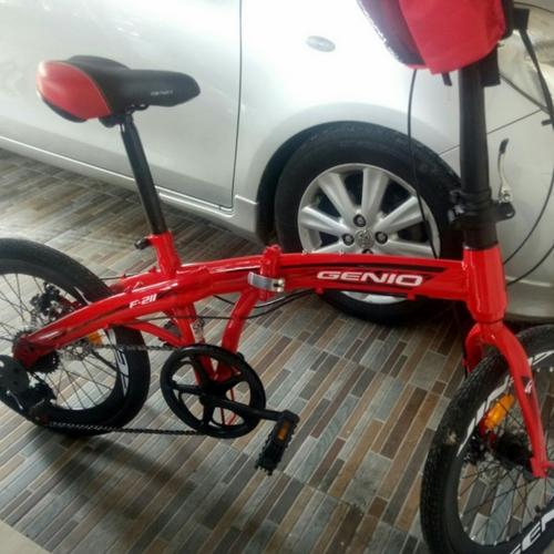 Foto Produk Sepeda Lipat 20 Inch GENIO F 211 Rem Cakram 7 Speed - Merah dari Sepeda Holic