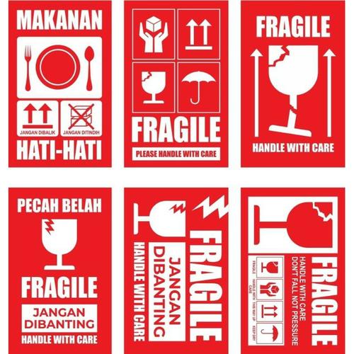 Gambar stiker fragile | stiker fragile murah | chromo uk 8X5 CM | dari malangperlengkapan Kota Malang Tokopedia