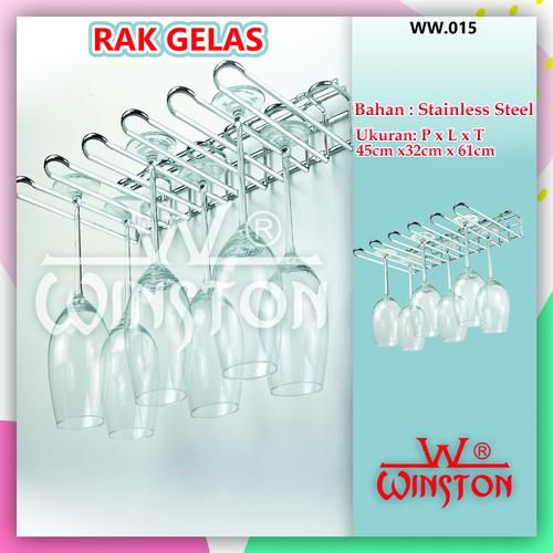 Foto Produk Rak Gelas Dinding Rak Wine Holder Gantung Stainless Winston WW 015 dari WINSTON SUKSES ABADI
