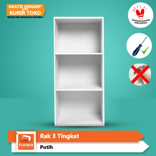 Foto Produk FUNIKA 11121 WH - Rak Buku 3 Tingkat - Putih dari FUNIKA
