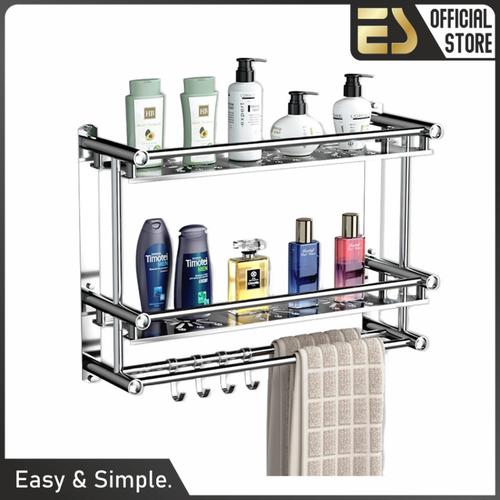Foto Produk ES Rak kamar mandi rak handuk rak dinding stainless steel Rak Dapur dari ES Official Store