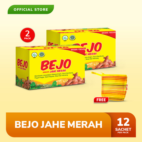 Foto Produk Bejo Jahe Merah Sachet 2 Pack (24 Sachet) FREE Pouch dari Bintang Toedjoe Official