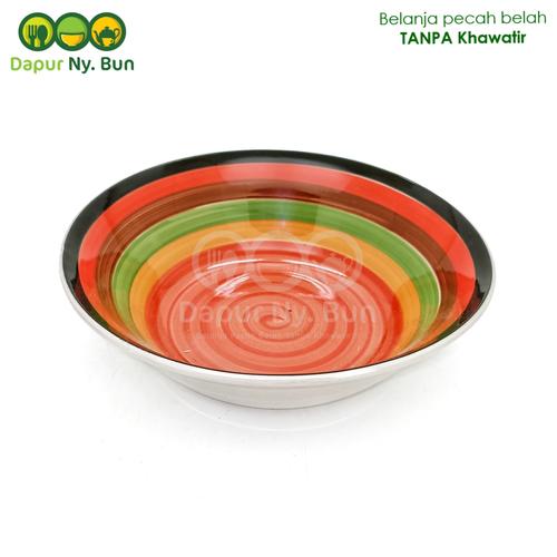 Foto Produk Mangkok Salad Bulat Motif PELANGI Ukuran 7 Inch / Salad Bowl dari Dapur Ny.Bun