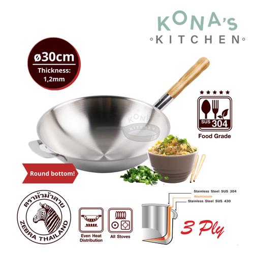 Foto Produk Zebra Chinese Wok Vitalux 30 Cm 3 Ply Teak Wood (176390) / Wajan dari Kona's Kitchen