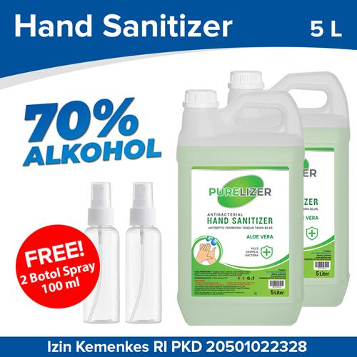 Foto Produk Hand Sanitizer Cair 10 Liter PURELIZER Refill Handsanitizer 5L x2 pcs dari Purelizer