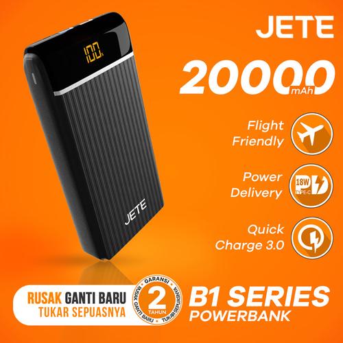 Foto Produk Powerbank JETE B1 20000 mAh Quick Charge 3.0 and Power Delivery - Hitam dari JETE Official Surabaya