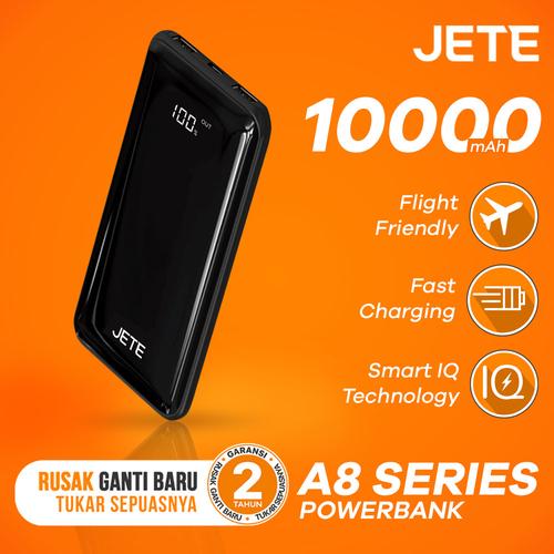 Foto Produk Powerbank JETE A8 10000 mAh Fast Charging & Smart IQ Garansi 25 Bulan - Hitam dari JETE Official Surabaya