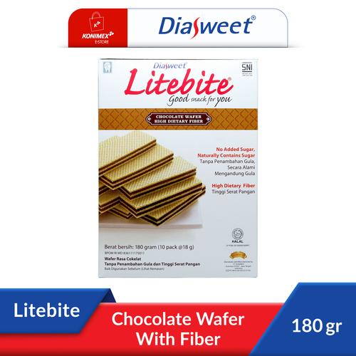 Foto Produk DIASWEET LITEBITE Wafer Coklat Bebas Gula Kaya Serat Dos 180gr Sehat dari Konimex Store