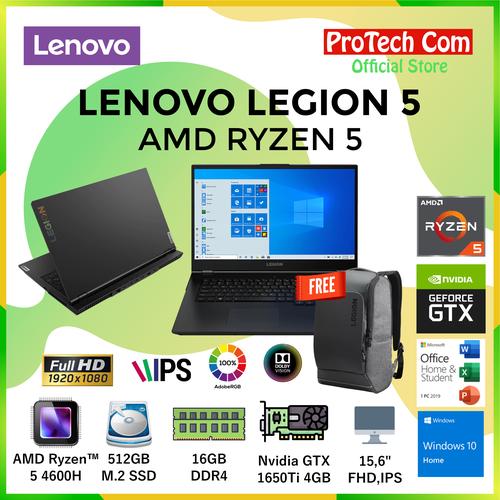 Foto Produk LENOVO LEGION 5 - AMD RYZEN 5-4600H 16GB 512GB GTX1650Ti 4GB 15" 120Hz dari Protech Computer