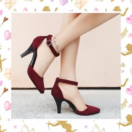 maroon high heels