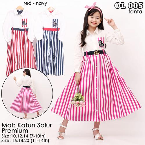 Foto Produk pakaian fashion dress tunik anak perempuan katun 6-12 thn - Merah, Uk 4, 3-4thn dari Remi Premium