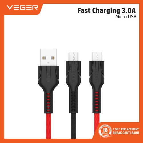 Foto Produk VEGER FAST Durable Data Cable USB Micro 2.4A VP-14 Quick charge 1000mm - Merah dari Veger