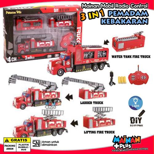 Foto Produk MAINAN MOBIL REMOTE CONTROL PEMADAM KEBAKARAN 3 IN 1 RC FIRE TRUCK SNI dari MainanPlus