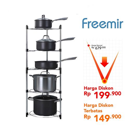 Foto Produk Freemir rak panci wajan peralatan masak kitchen rack multifungsi - 5 Susun dari freemir Official Store