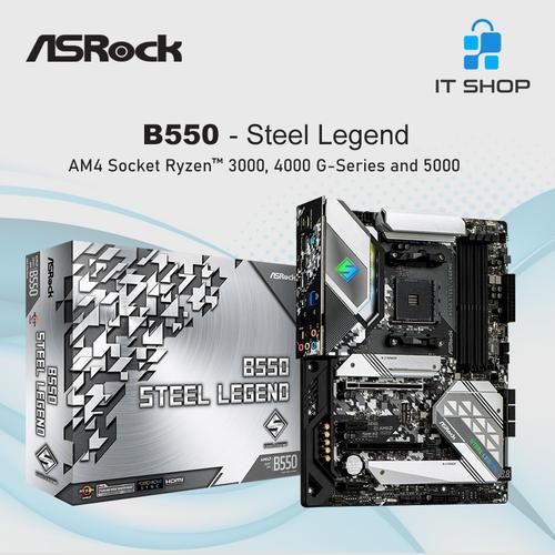 Gambar Asrock B550 Steel Legend Motherboard AMD dari IT-SHOP-ONLINE Kota Surabaya Tokopedia
